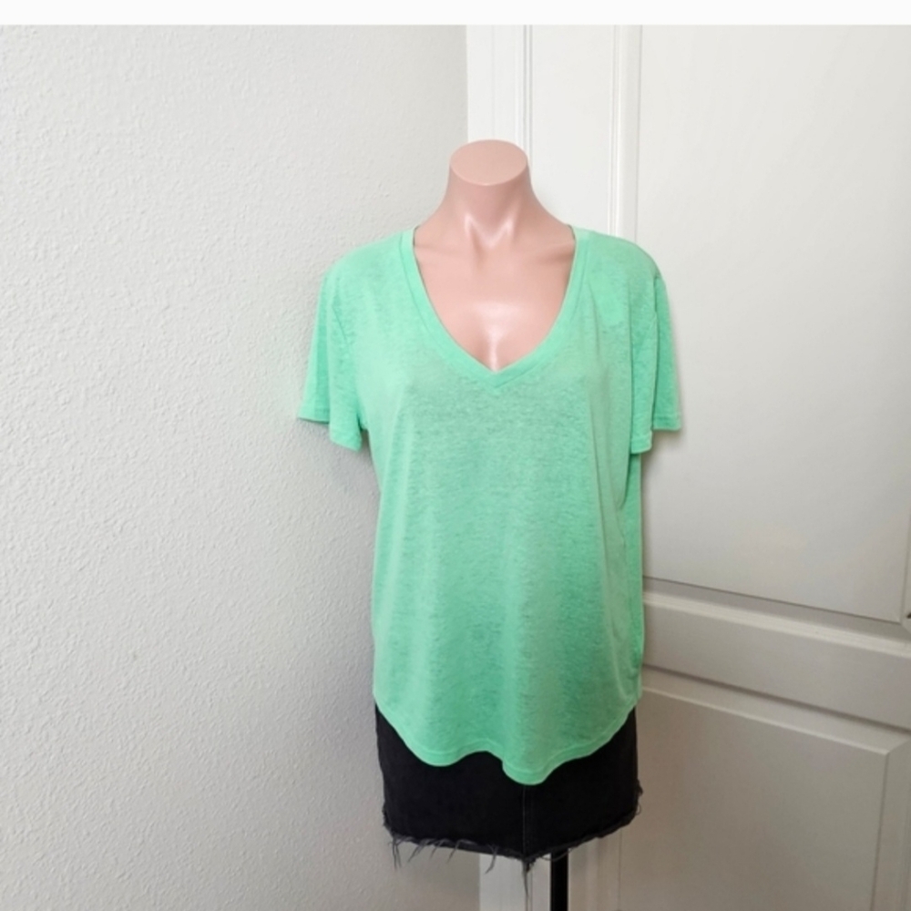 GAP Fresh Green Linen Top Sz S